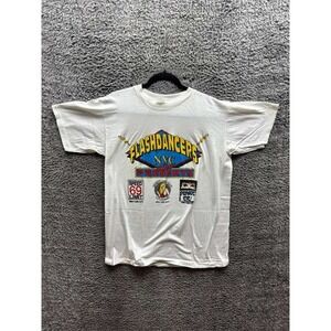 Vintage 90s Short Hills Flashdancers NYC Short Sleeve T-Shirt White Mens Size XL